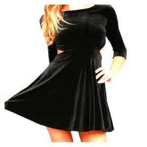 Lulus Backless Red Velvet Skater Dress